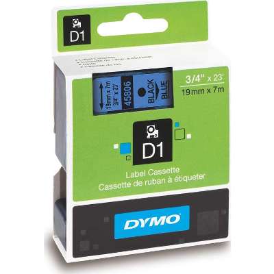 1 X Genuine Dymo D1 Label Tape 19Mm Black On Blue 45806 - 7 Metres