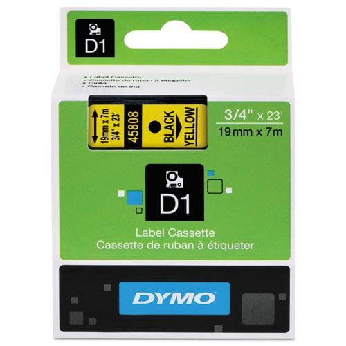 1 X Genuine Dymo D1 Label Tape 19Mm Black On Yellow 45808 - 7 Metres