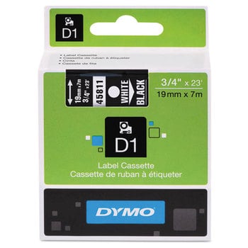 1 X Genuine Dymo D1 Label Tape 19Mm White On Black 45811 - 7 Metres