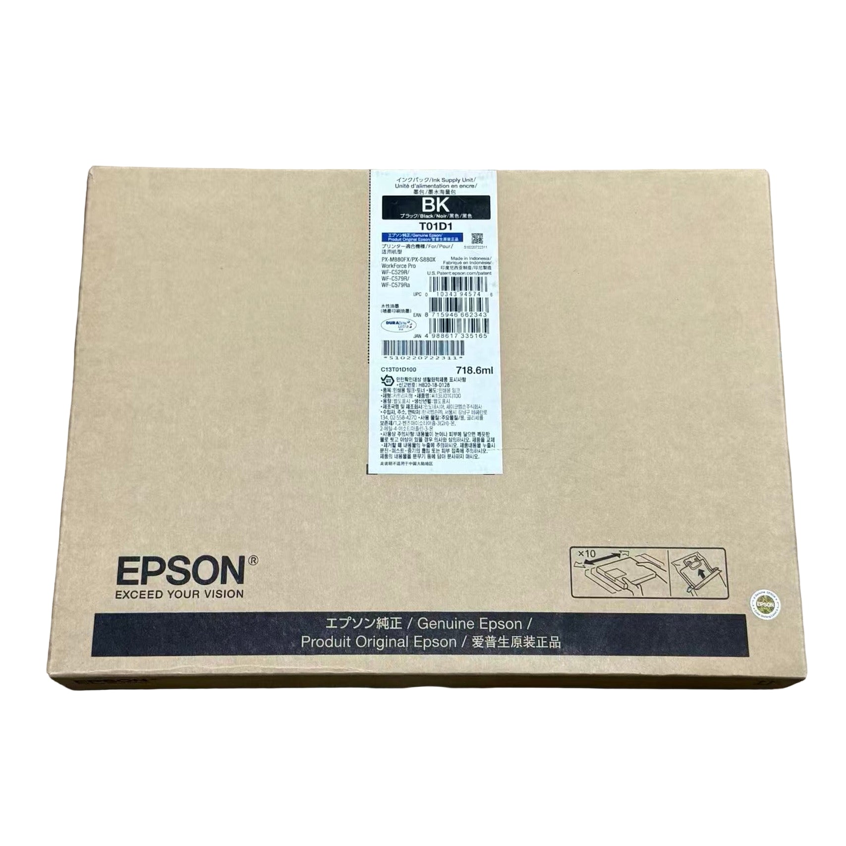 Genuine Epson T01D1 BLACK Ink Pack High Yield for WorkForce Pro WF-C529R C579R (50K) [C13T01D100]