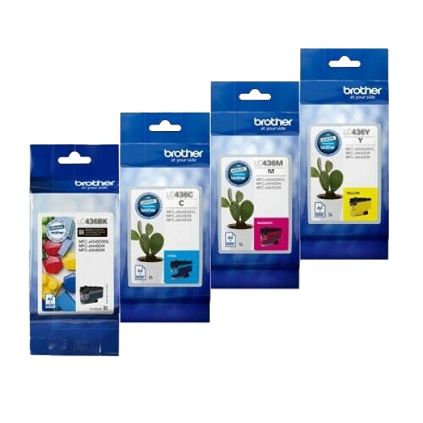 4X Pack Genuine Brother Lc-436 Ink Set (1Bk 1C 1M 1Y) For Mfc-J4340Dw/J4440Dw/J4540Dw/J6957Dw (3K)