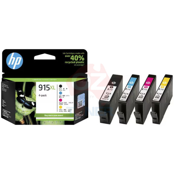 4X Pack Genuine Hp #915Xl Ink Set Value (1Bk 1C 1M 1Y) 3Ym22Aa 3Ym19Aa 3Ym20Aa 3Ym21Aa [ 6Zd22Aa]