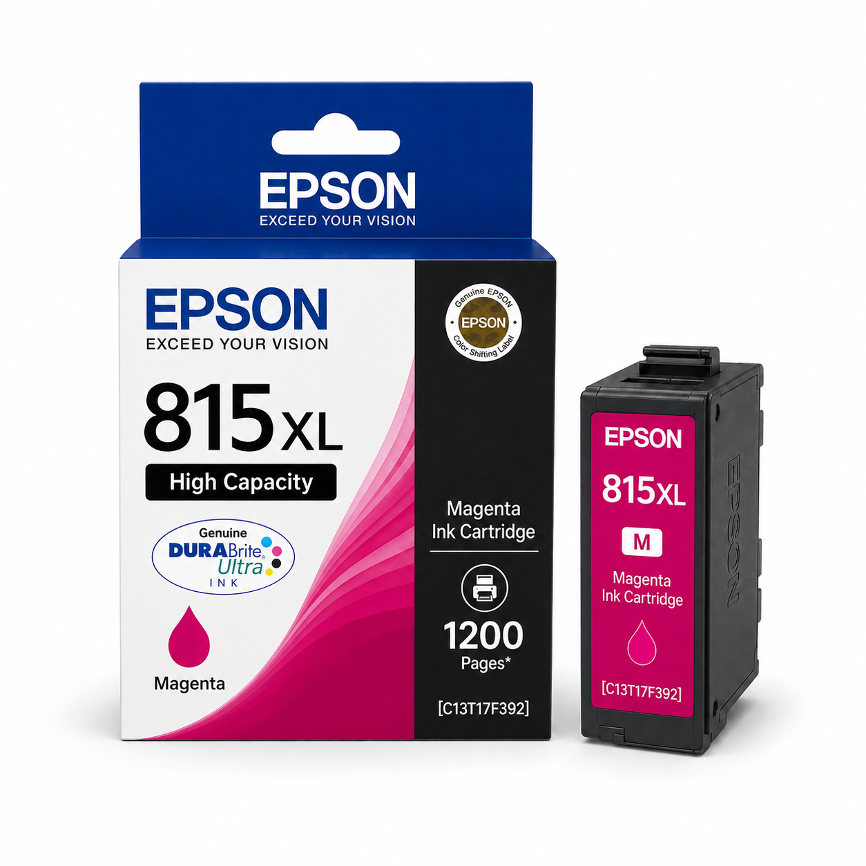 Epson 815XL High Capacity Genuine DURABrite Ultra Magenta Ink Cartridge 1100 Pages [C13T17F392]