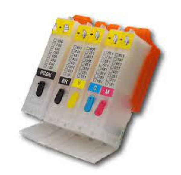 5X Pack Pgi650-Bk/Cli651-C/M/Y/K Empty Edible Refill Ink Cartridges Set For Canon Ip7260 Ix6860