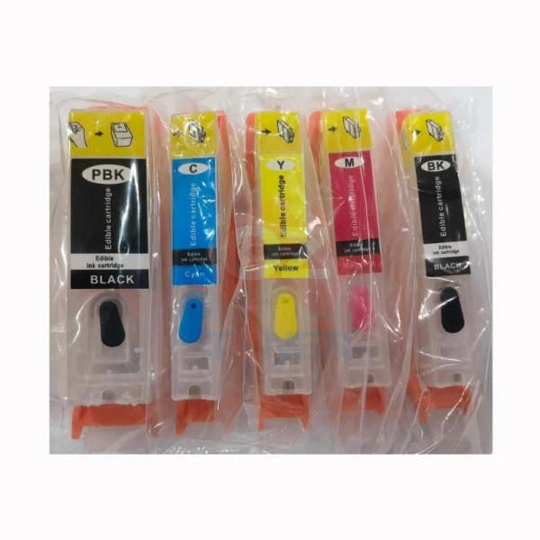 5X Pack Pgi650-Bk/Cli651-C/M/Y/K Empty Edible Refill Ink Cartridges Set For Canon Ip7260 Ix6860