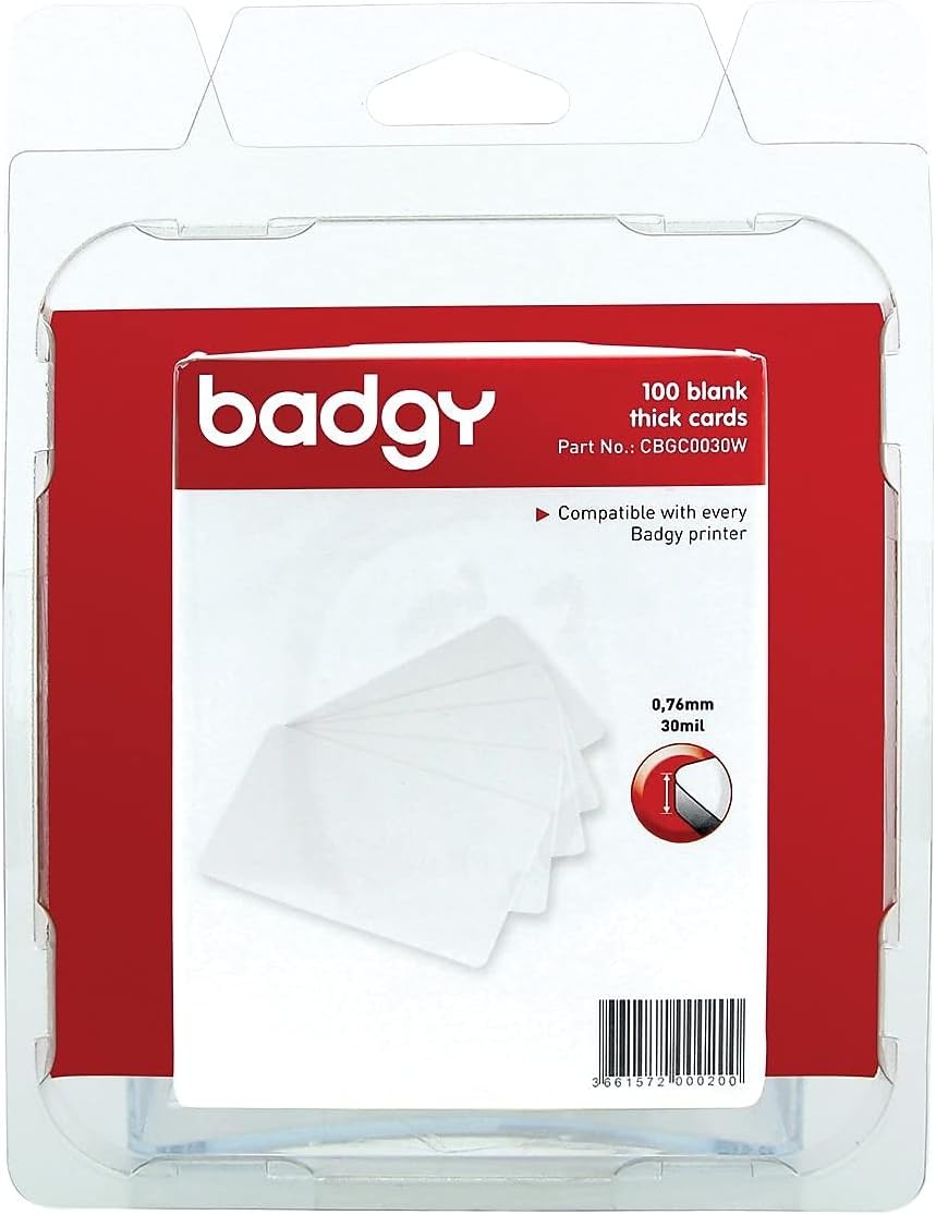 100x Badgy Blank White PVC Cards – 0.76mm / 30mil [CBGC0030W]