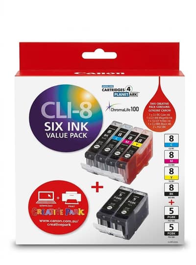 Genuine Canon PGI-5 CLI-8 6 Ink Value Pack for PIXMA Printers Clearance [CLI8PLUS]