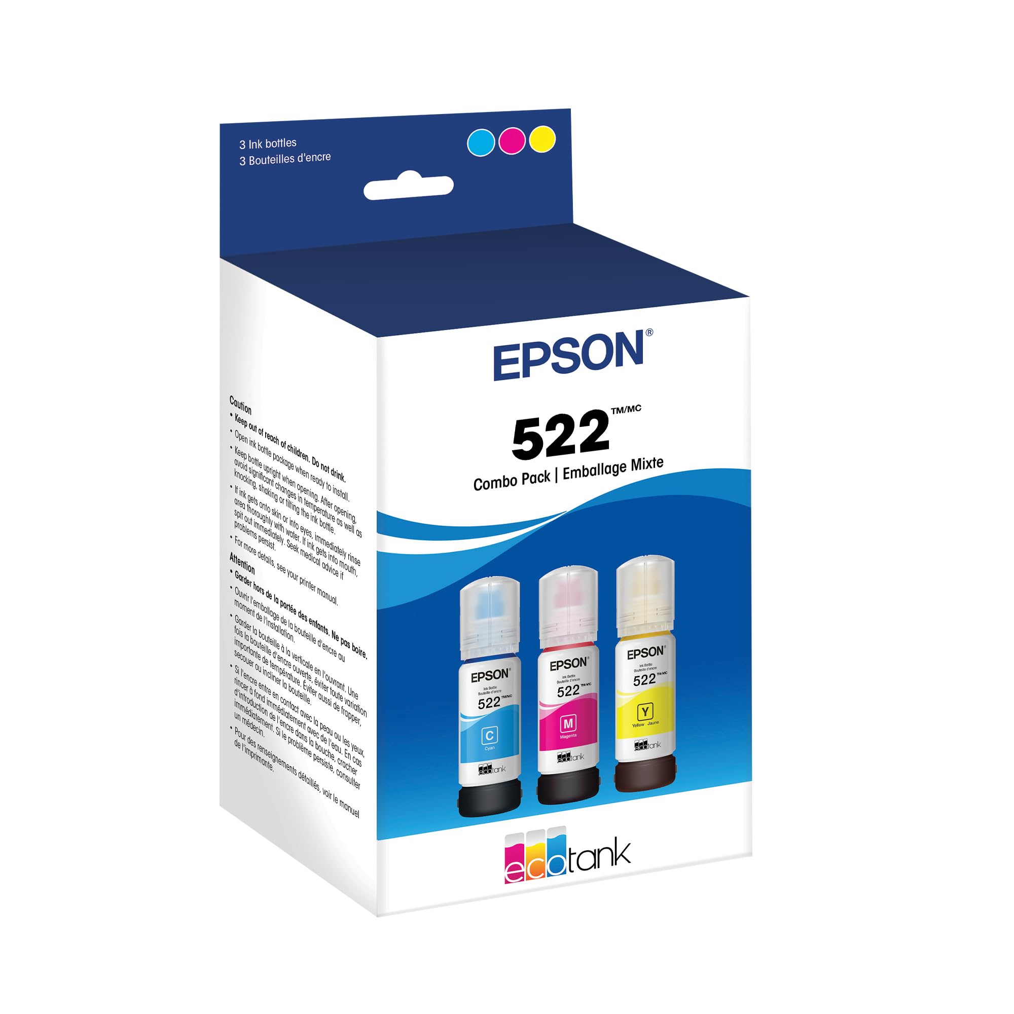 Genuine Epson T522 C/M/Y Ink Bottle Set – Ultra-High Capacity Colour Combo Pack [T00M292-T00M294]