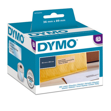 1 X Genuine Dymo Lw Large Address Clear Plastic Labels 36Mm 89Mm - 260 Sd99013 S0722410 Label