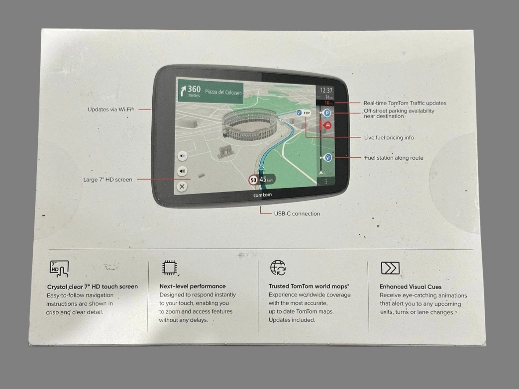 TomTom Car Sat Nav GO Superior 7" WiFi GPS Navigation+World Maps+Live Traffic Update [4YD70]