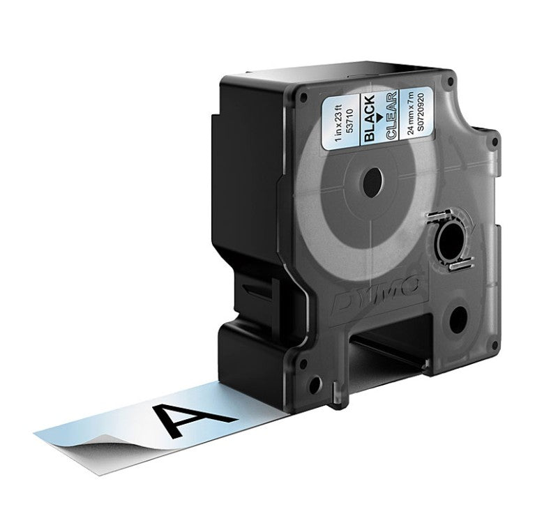 Genuine Dymo D1 Black-on-Clear Label Tape 24mm x 7m (S0720920 / 53710)