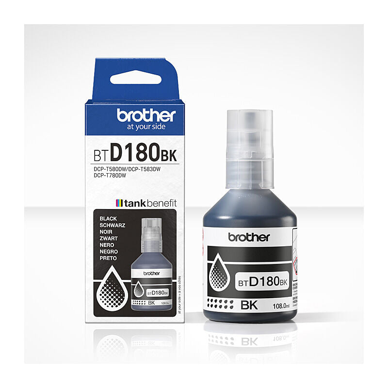 Genuine Brother BTD180BK Black Ink Refill Bottle for DCP-T580DW DCP-T780DW 7.5K (108ml)