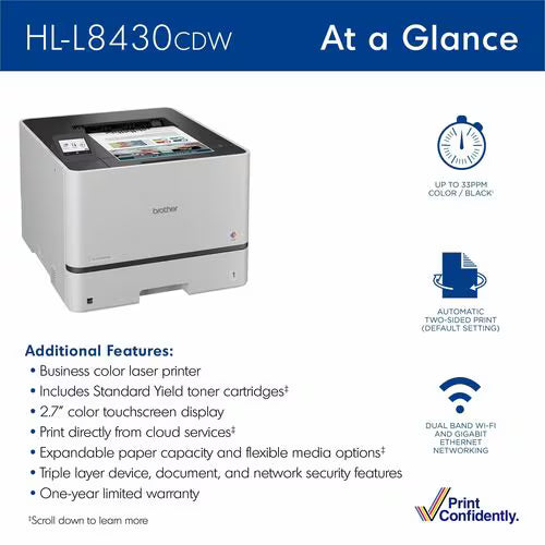 Brother HL-L8430CDW A4 Colour Laser Printer+Duplexer+Wi-Fi 31PPM TN645 (NZ)