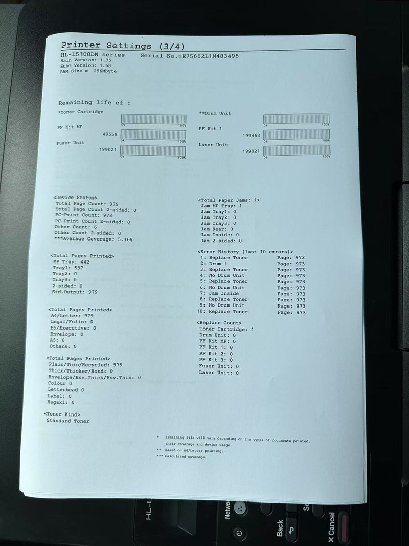 *Ex-Demo* Brother HL-L5100DN High Speed A4 Mono Laser Printer 40PPM BONUS:TN3440