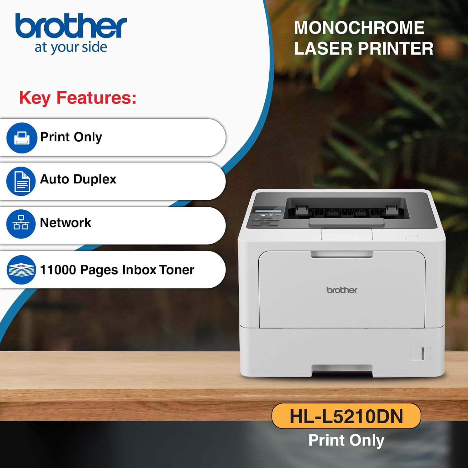Brother HL-L5210DN High Speed Mono Laser Network Printer+BONUS: LT5505 Tray+TN3605 Bundle
