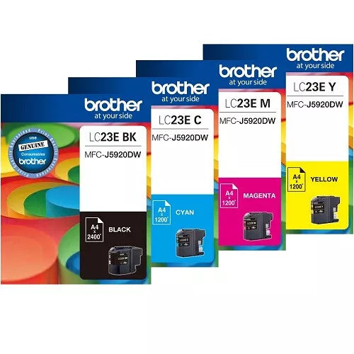 Bundle: 4x Pack Brother LC-23E C/M/Y/K Ink Cartridge Set (1BK,1C,1M,1Y) for MFC-J5920DW