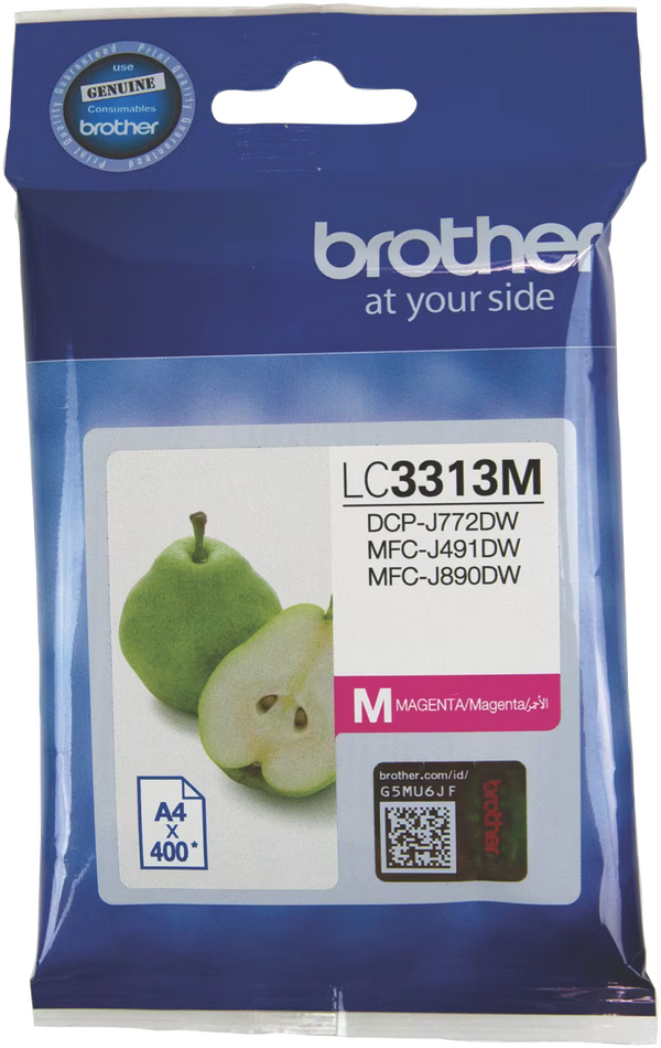 Genuine Brother LC3313 Magenta Ink Cartridge for DCP-J772dw MFC-J890dw J491dw [LC-3313M]