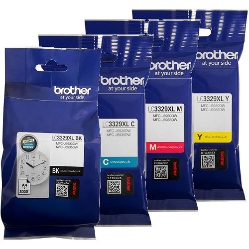 Bundle: 4x Pack Genuine Brother LC-3329XL-C/M/Y/K Ink Cartridge Set