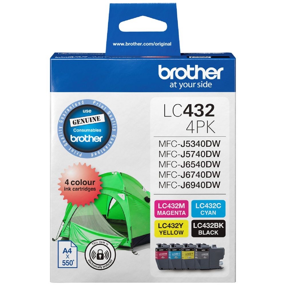 Genuine Brother LC432 C/M/Y/K Ink Set Value Pack for MFC-J5740DW MFC-J6540DW MFC-J6940DW [LC432SET]