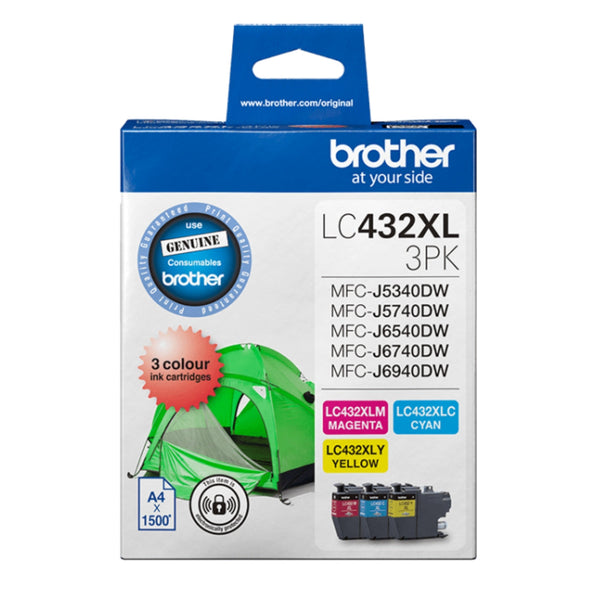 Genuine Brother Lc-432Xl C/M/Y Colour Value Pack For Mfc-J6940Dw/J6740Dw/J6530Dw 1.5K [Lc432Xl3Pks]