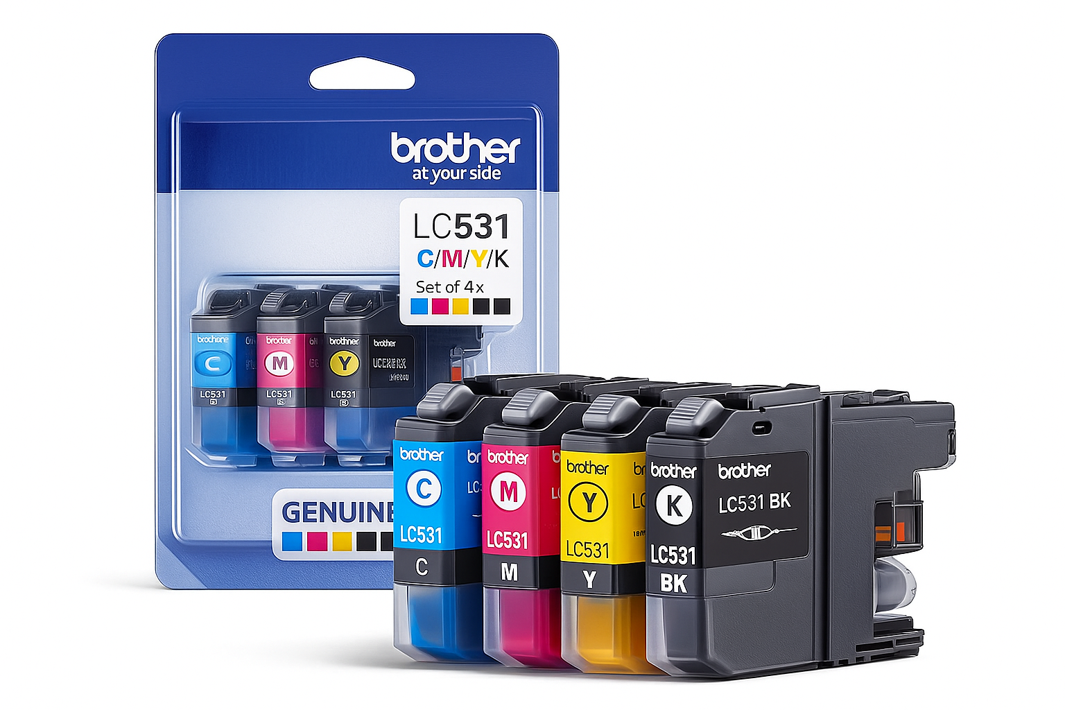 *Bundle* 4x Pack Genuine Brother LC531 C/M/Y/K Ink Cartridges Set Value Pack [STD]