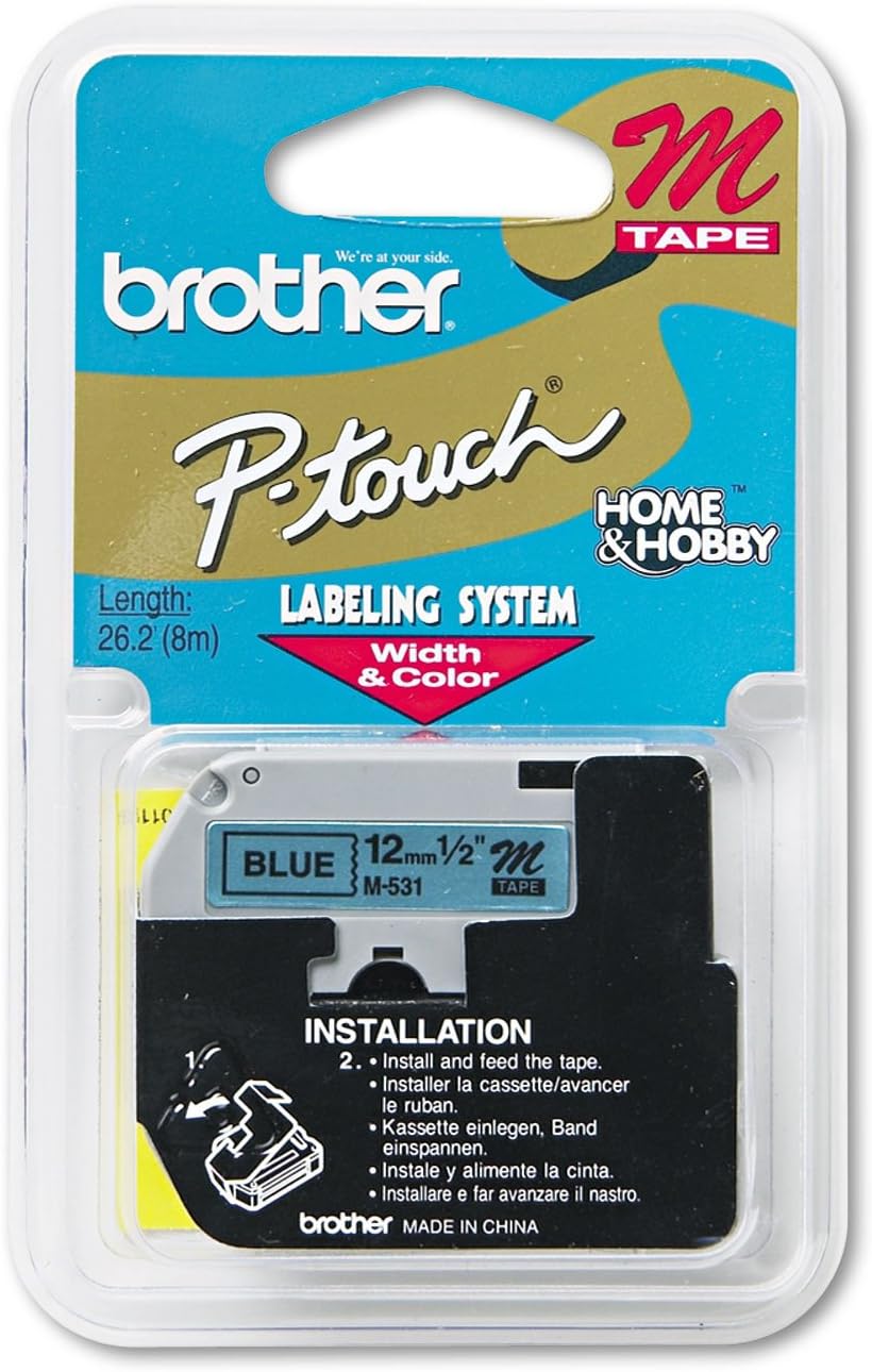 Genuine Brother M531 M Series Black-on-Blue Labelling Tape for P-Touch Labellers 12mm M-K531