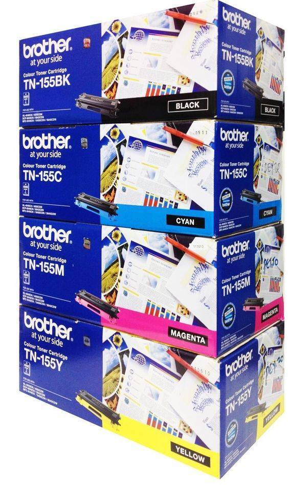 *CLEAR!* 4x Pack Genuine Brother TN155 C/M/Y/K High Yield Toner Set for DCP-9040cn MFC-9840cdw 9450cdn (5K/4K)