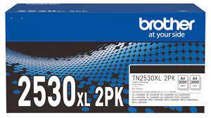 Genuine 2x Pack Brother TN2530XL High Yield BLACK Toner Cartridge *TWIN PACK*