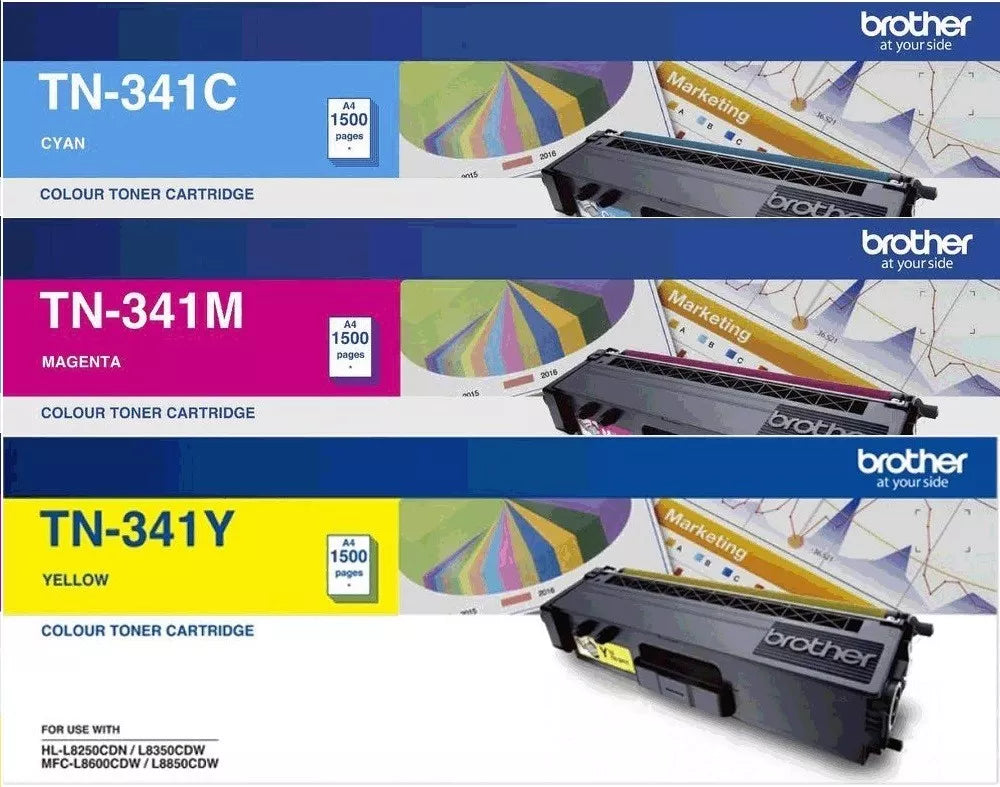 *CLEAR!* 3x Pack Genuine Brother TN-341 C/M/Y Color Toner Cartridge Set *Damaged Box or Unbox*