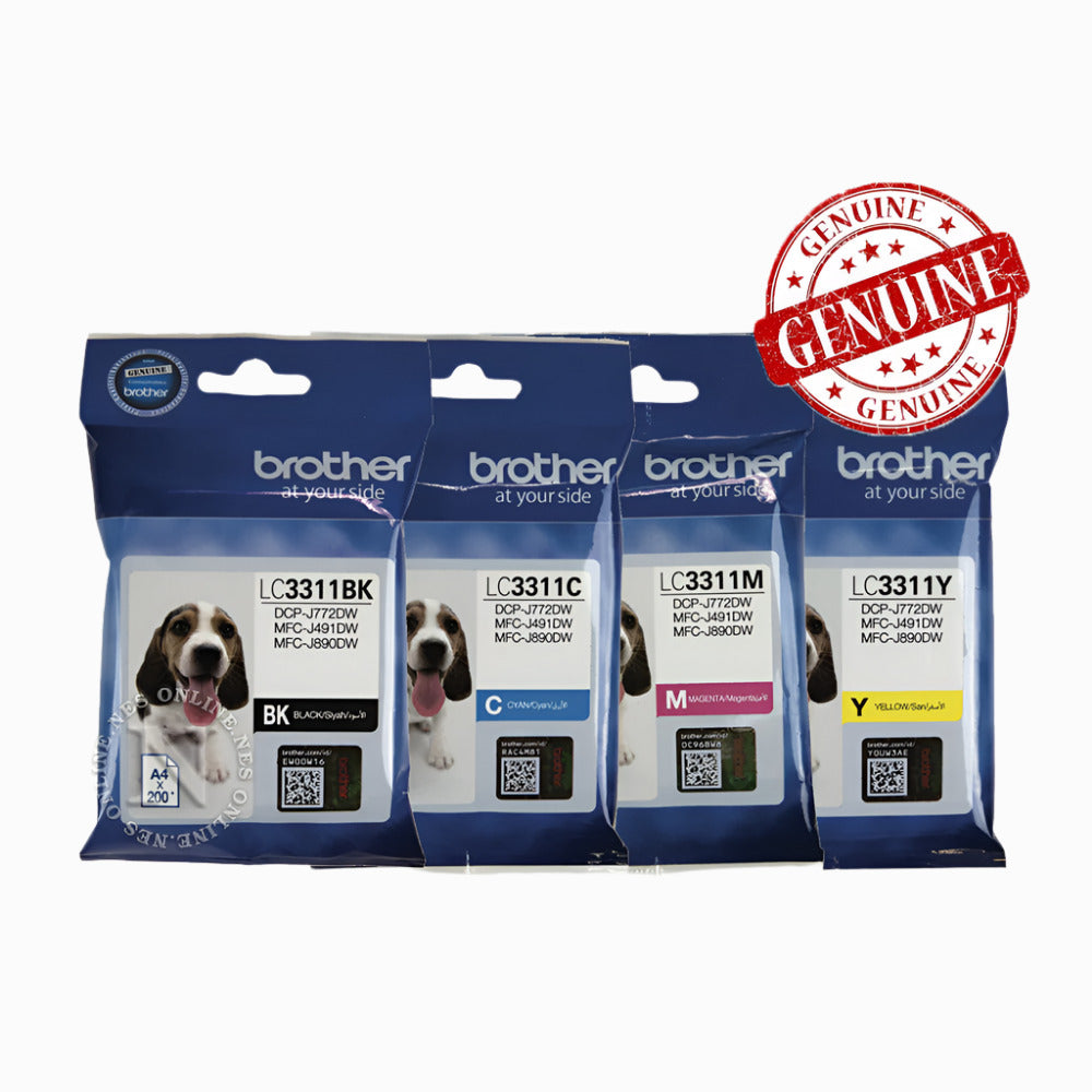 Bundle: 4x Pack Genuine Brother LC-3311-C/M/Y/K Ink Cartridge Set (1BK,1C,1M,1Y)