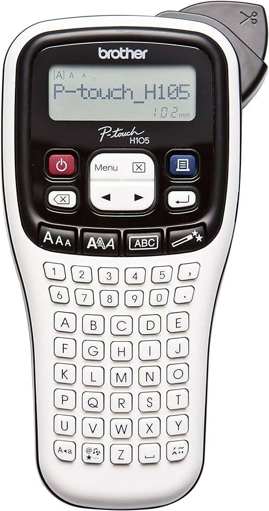 Brother P-Touch PT-H105 Hand Held Labeller 3.5mm-12mm TZE - 12mm Black-on-White Tape Cassette Included