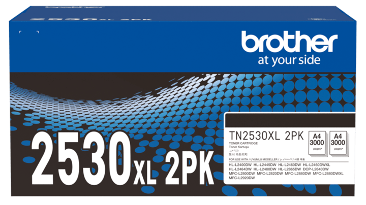 Genuine 2x Pack Brother TN2530XL High Yield BLACK Toner Cartridge *TWIN PACK*