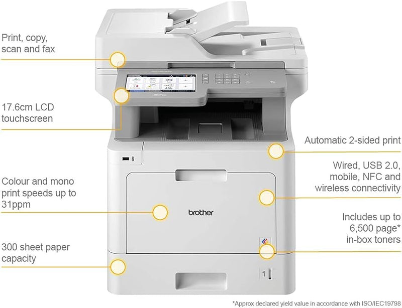 Brother MFC-L9570CDW A4 Colour Laser Business Multi-Function Printer 33PPM TN449