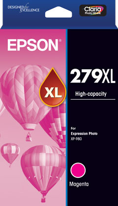 Genuine Epson #279XL High Capacity Claria Photo HD Magenta Ink Cartridge for XP980 [C13T16L392]