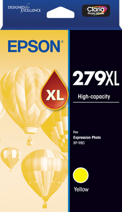 Genuine Epson #279XL High Capacity Claria Photo HD Yellow Ink Cartridge for XP980 [C13T16L492]