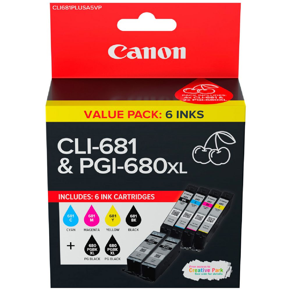 C680 Ink *Bundle* 6x Canon PGI-680XL Black Twin Pack & CLI681-C/M/Y/K Ink Cartr