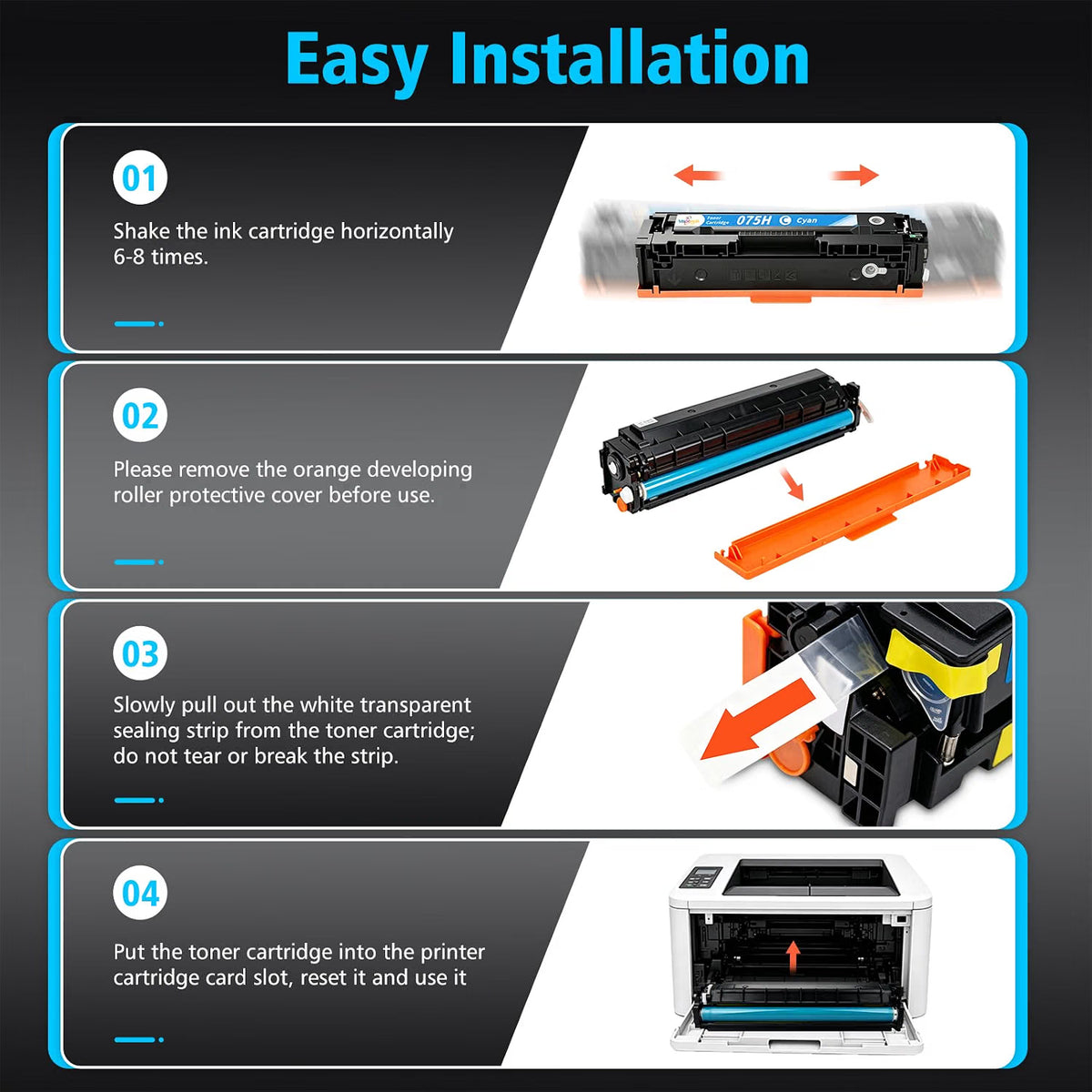 OZ Premium Compatible 4x Pack Canon 075H High Yield CMYK Toner Cartridge Set [CART075H]