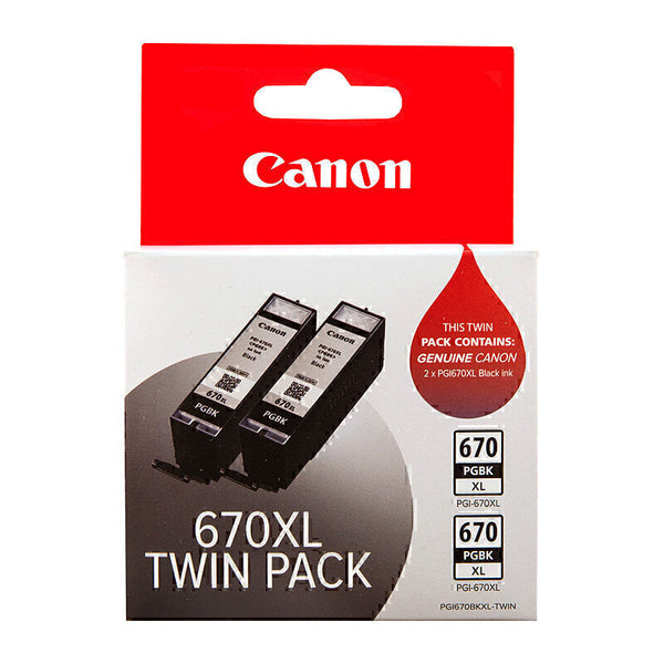 Canon PGI670XL Blk Ink Twin Pk PGI670XLBK-TWIN