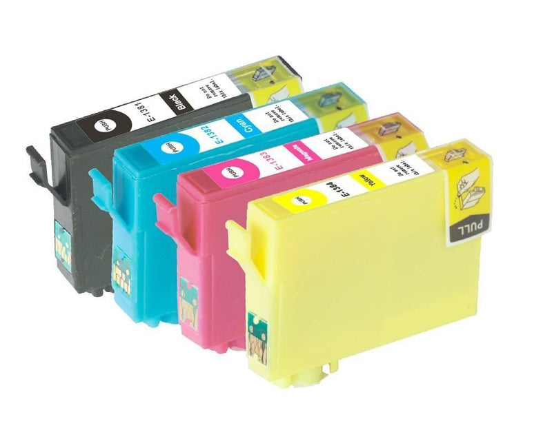 Bundle: 4x Pack Premium Compatible Epson 138 T1381 T1382 T1383 T1384 Ink Cartridge Set (1B,1C,1M,1Y) High Yield