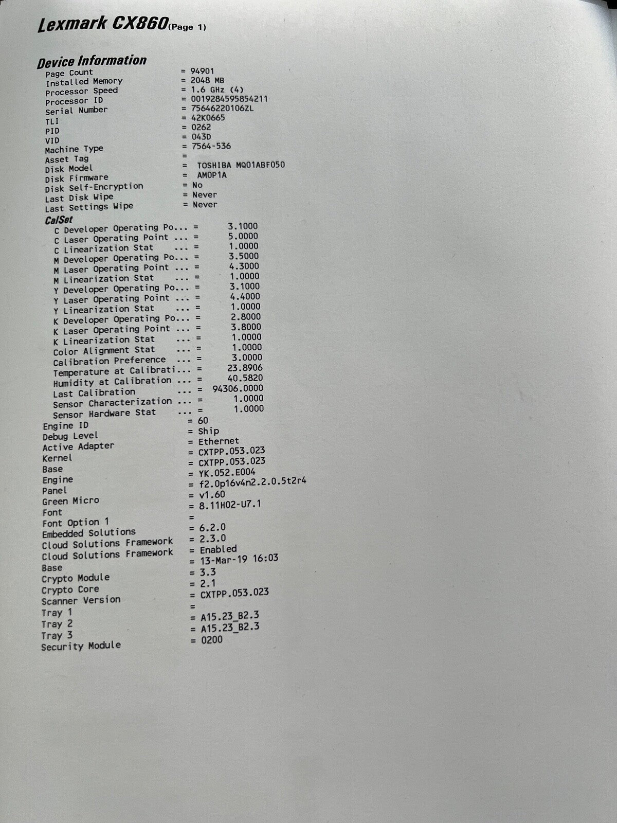 *RFB* Lexmark CX860DE 57PPM A4 Colour Multifunction Printer [42K0665] CX860DTE *Ex-Leasing Unit*