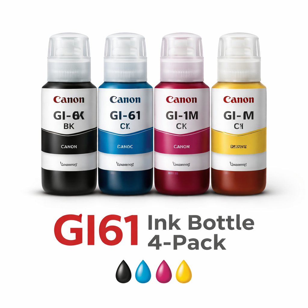 *Bundle* 4x Pack Genuine Canon GI-61 GI61 C/M/Y/K Ink Bottle Set (1BK,1C,1M,1Y)
