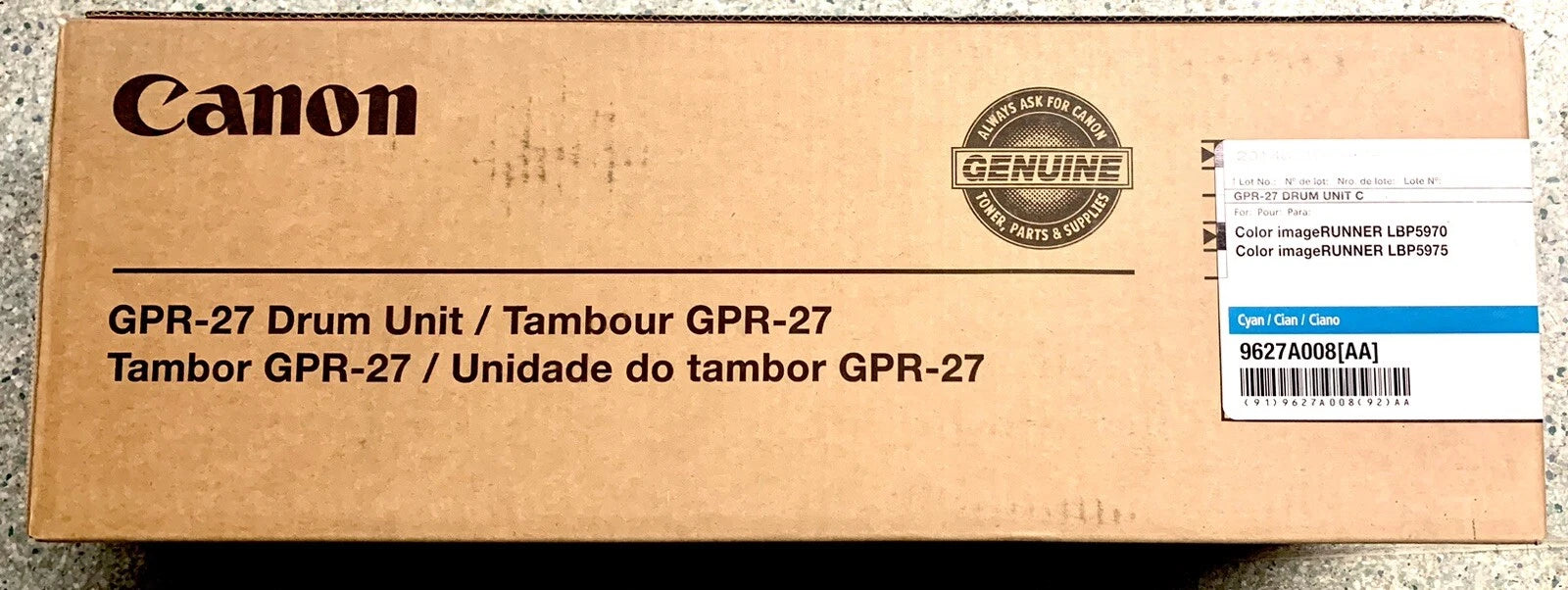 Genuine Canon GPR27 Cyan Drum Unit for imageRUNNER LBP5970 LBP5975 [9627A008]