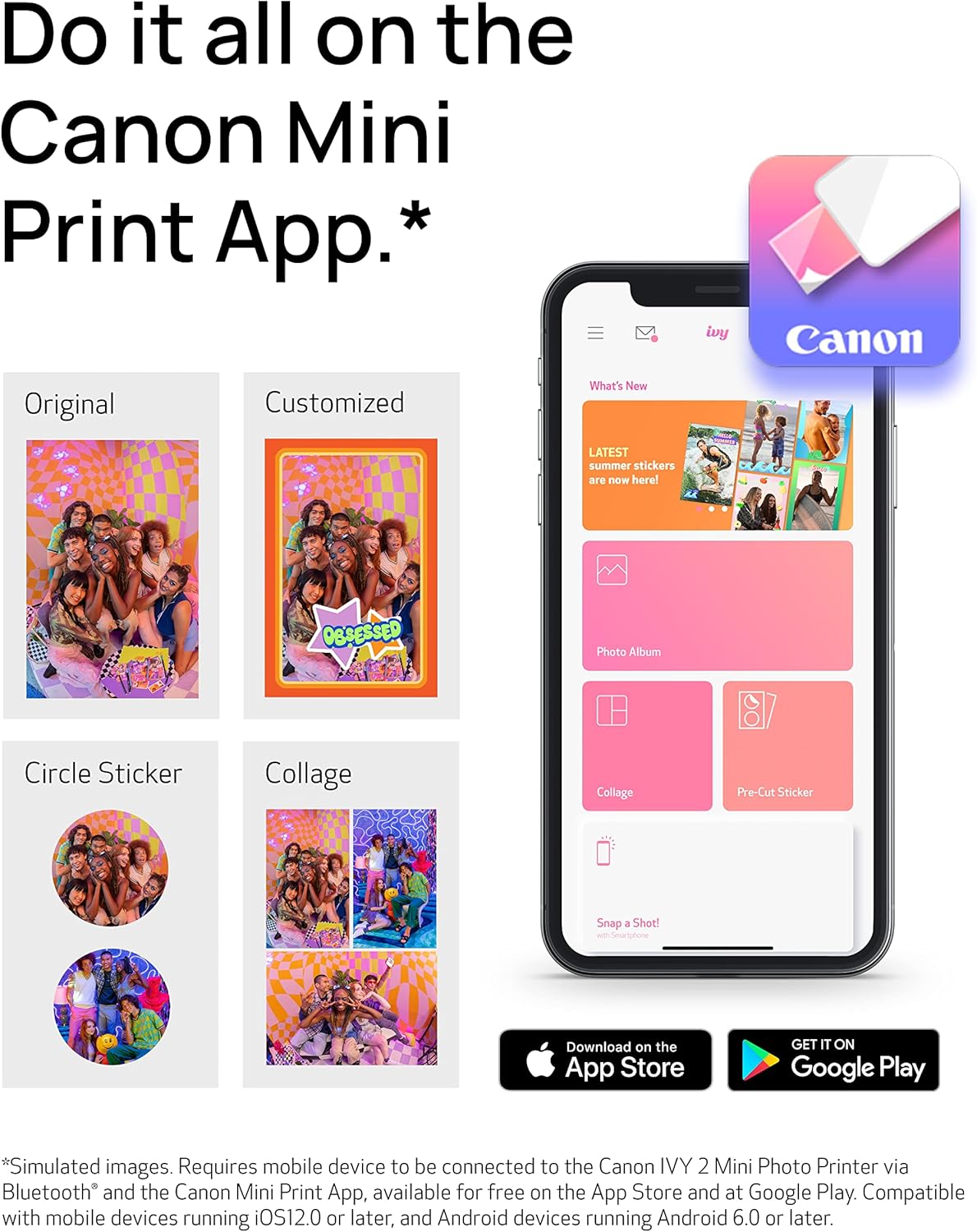 Canon Zink™ Sticky Back Photo Paper Pack (100 Sheets) for Ivy CLIQ +2 Instant Camera Printer