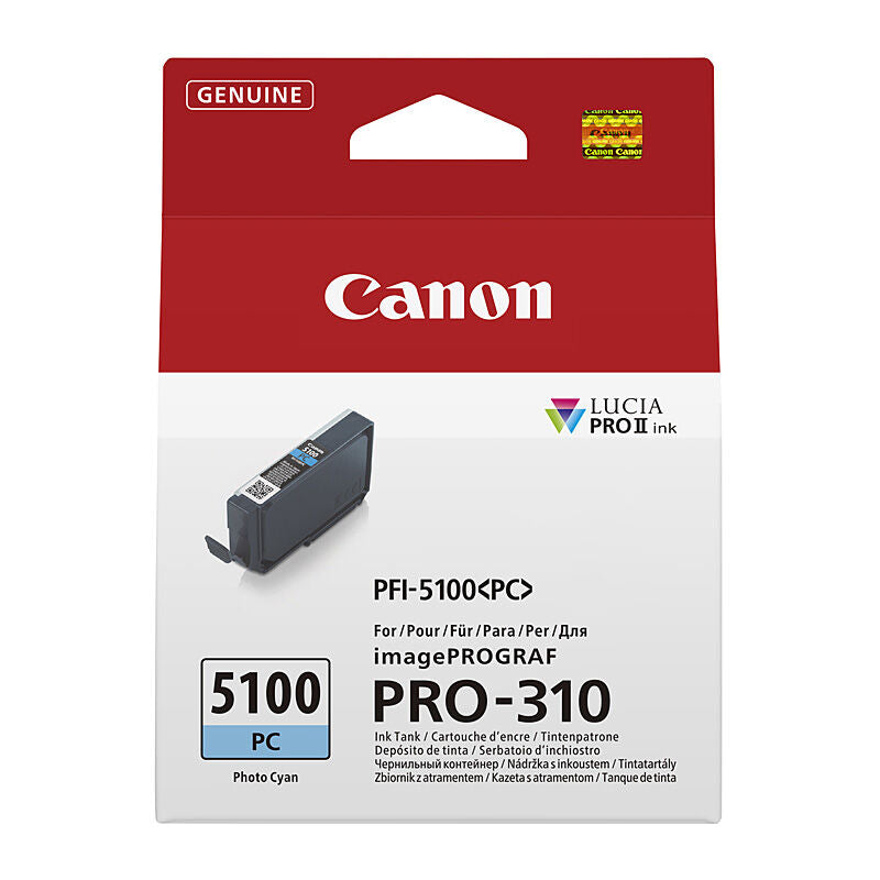 Genuine Canon PFI-5100 Photo Cyan Ink Cartridge for Pro-310 Printer [PFI5100PC]
