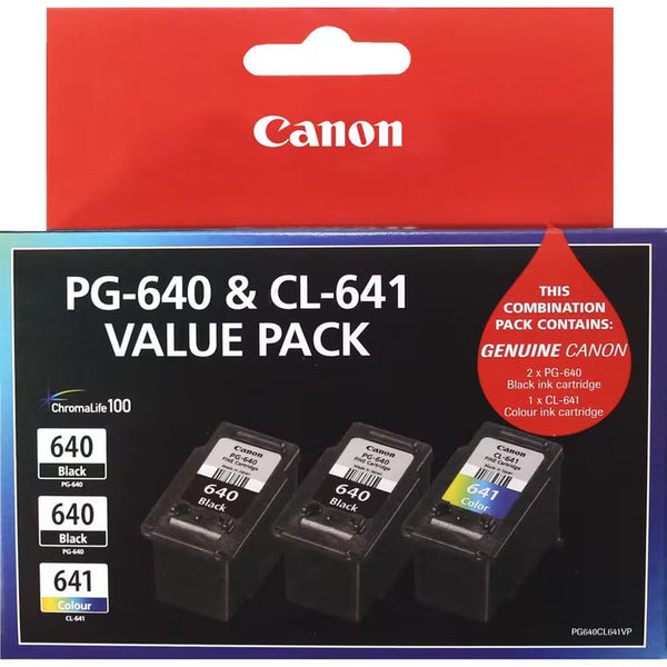 *SALE!* 3x Pack Genuine Canon PG 640 and CL 641 Ink Cartridge Value Pack [2BK, 1C]