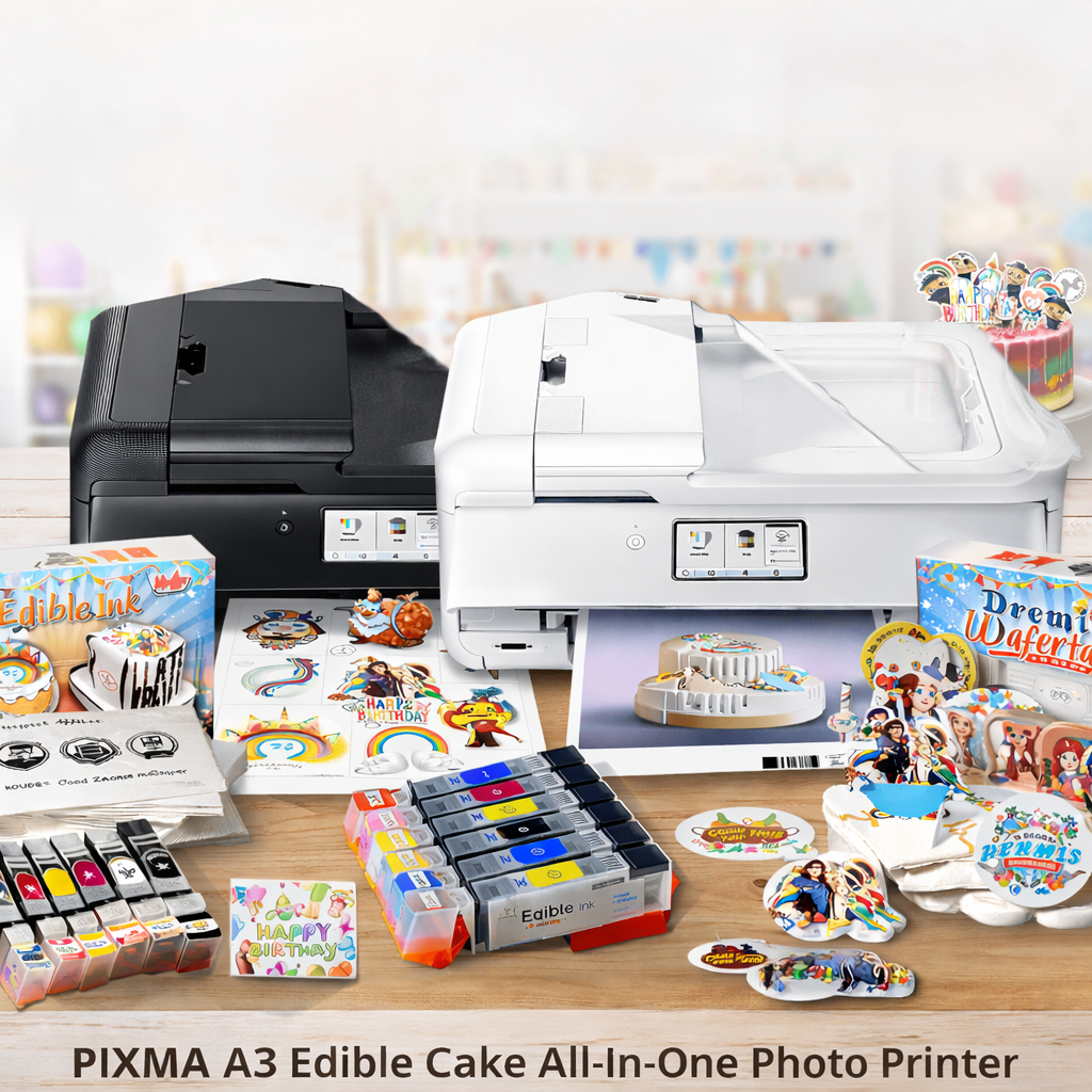 Canon PIXMA A3 Edible Cake All-in-One Photo Printer+Edible Ink Kit+25x Wafer Paper Bundle