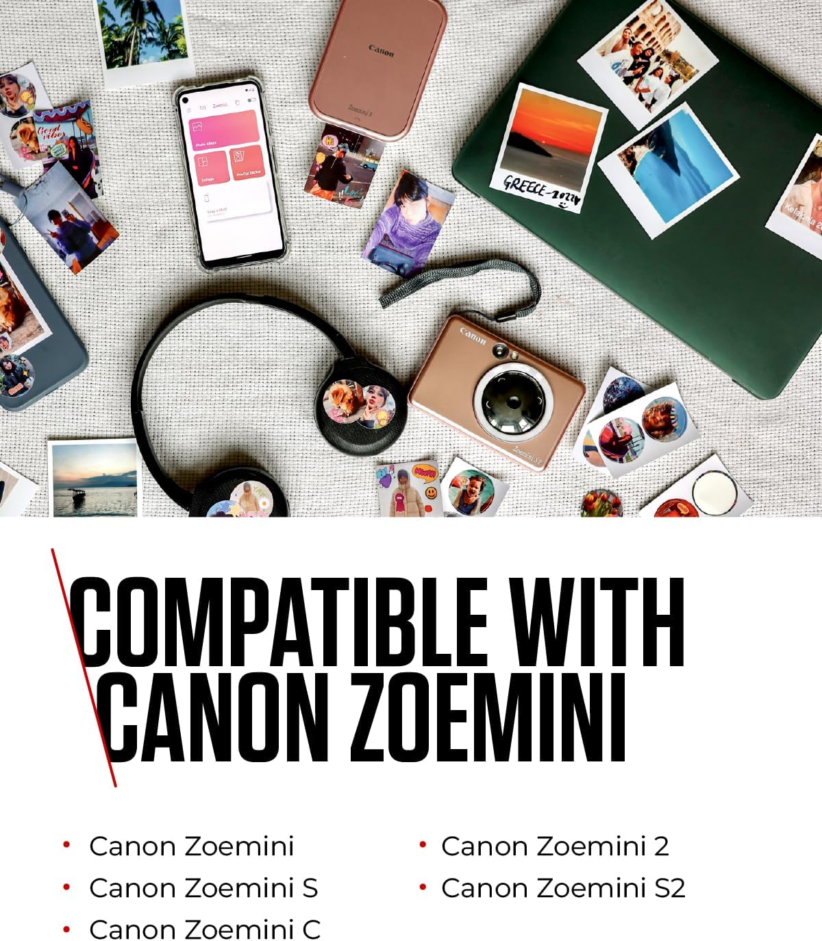 Genuine 50x Sheets Canon Zoemini ZINK Glossy Sticky-Backed Photo Paper