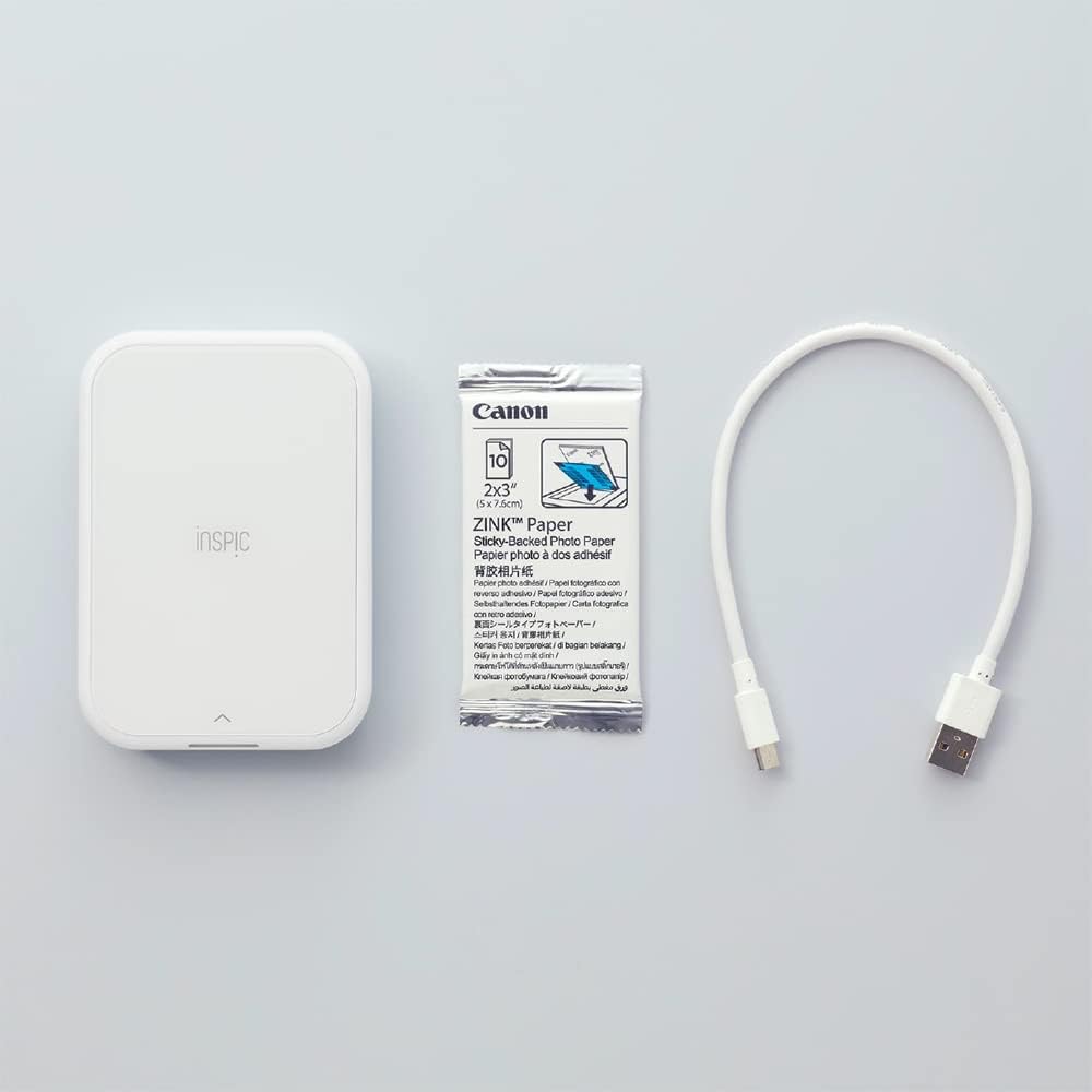 Canon iNSPiC PV-223-WH Mini Portable Compact Photo Printer for Smartphones Photographs