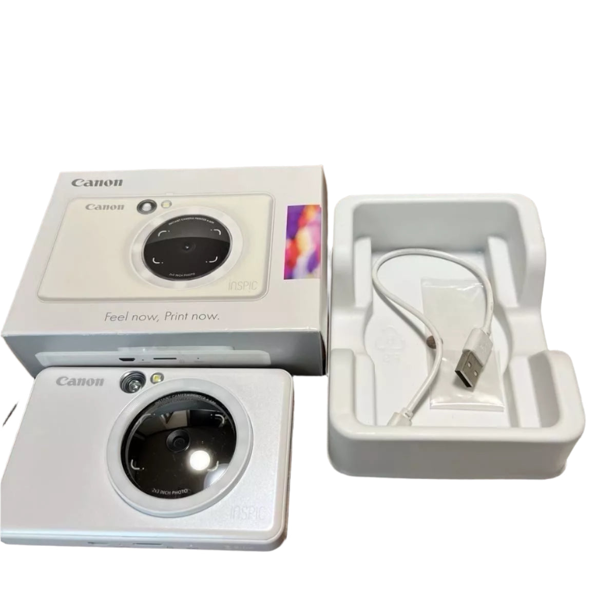 Canon Inspic 2-in-1 Instant Camera + Smart Phone Photo Printer Pearl White [ZV-123-PW]