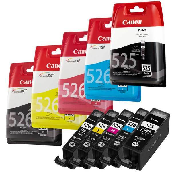 *Bundle* 5x Pack Genuine Canon PGI-525 CLI-526 C/M/Y/K Ink Cartridge Set (1BK,1PBK,1C,1M,1Y)